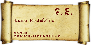 Haase Richárd névjegykártya